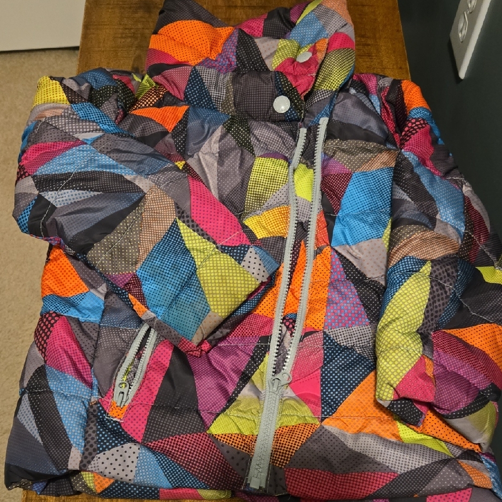 Colorful Geometric Puffer Jacket Small (8)